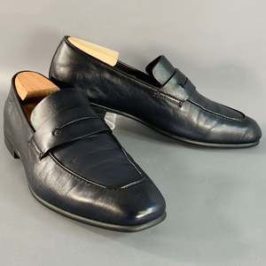 ERMENEGILDO ZEGNA L'Asola Black Lambskin Leather Penny Loafers